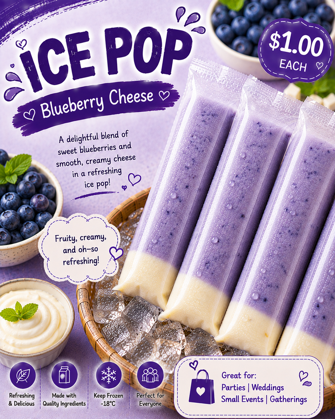 Ice Pop - Blueberry Cheese
