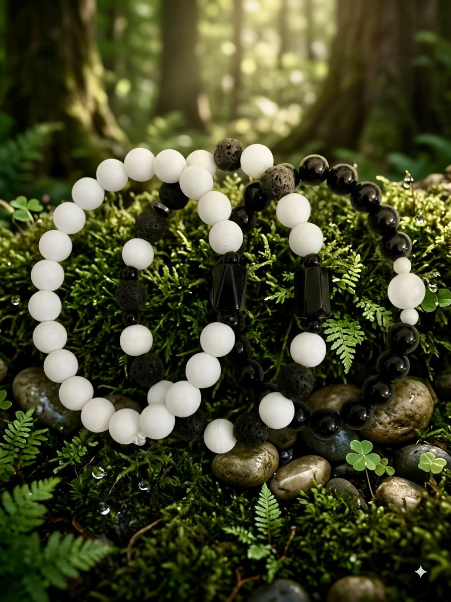 Natural Crystal Friendship Bracelets 🤍🖤_0