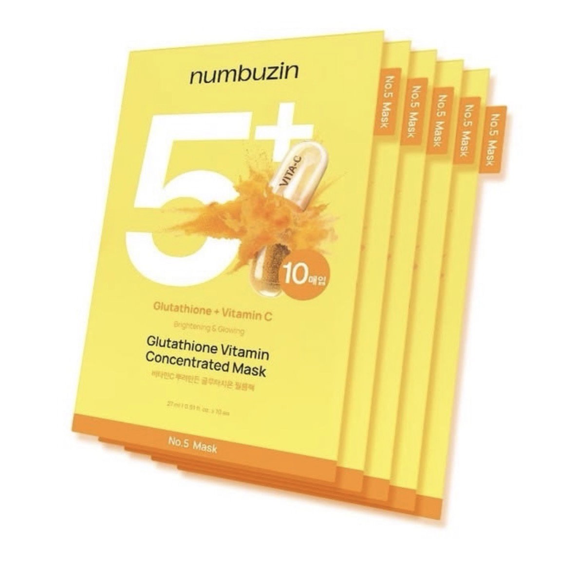 Numbuzin No.5 Glutathione Vitamin Concentrated Mask (Paquete de 5 mascarillas)_0