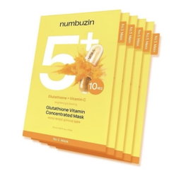 Numbuzin No.5 Glutathione Vitamin Concentrated Mask (Paquete de 5 mascarillas)