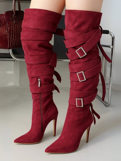 BUCKLE WRAP OVER KNEE BOOTS_0