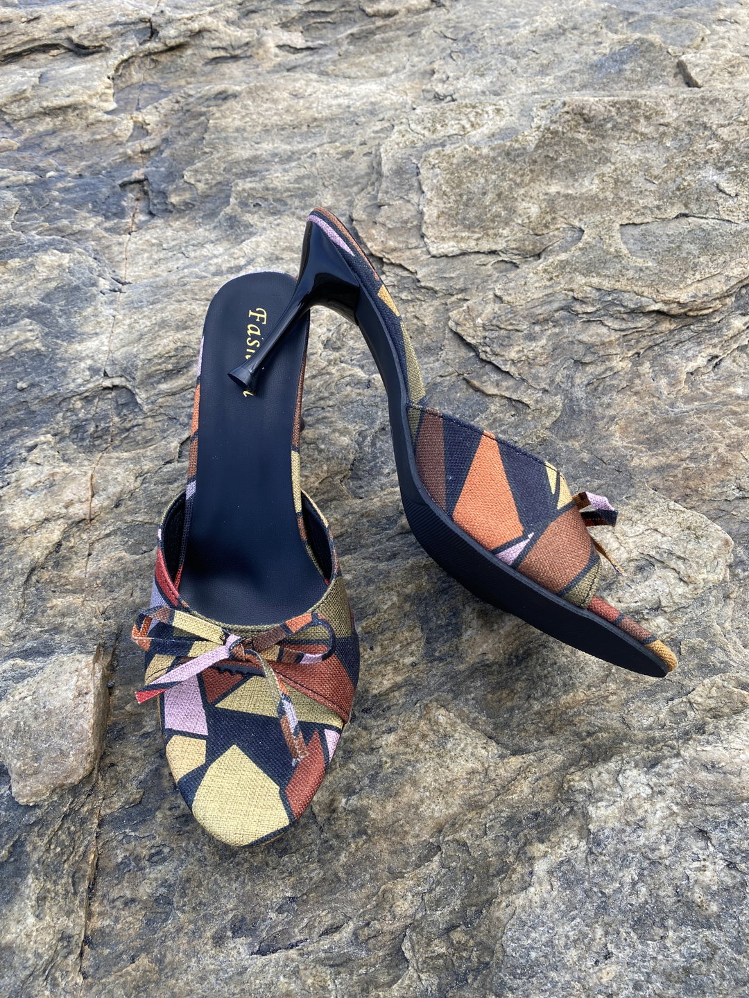 Multi-Colored Pointed-Toe Stiletto Mules [Size 41]