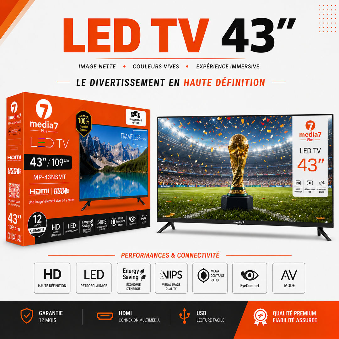 TV LED 43 ’’ pouces (television)