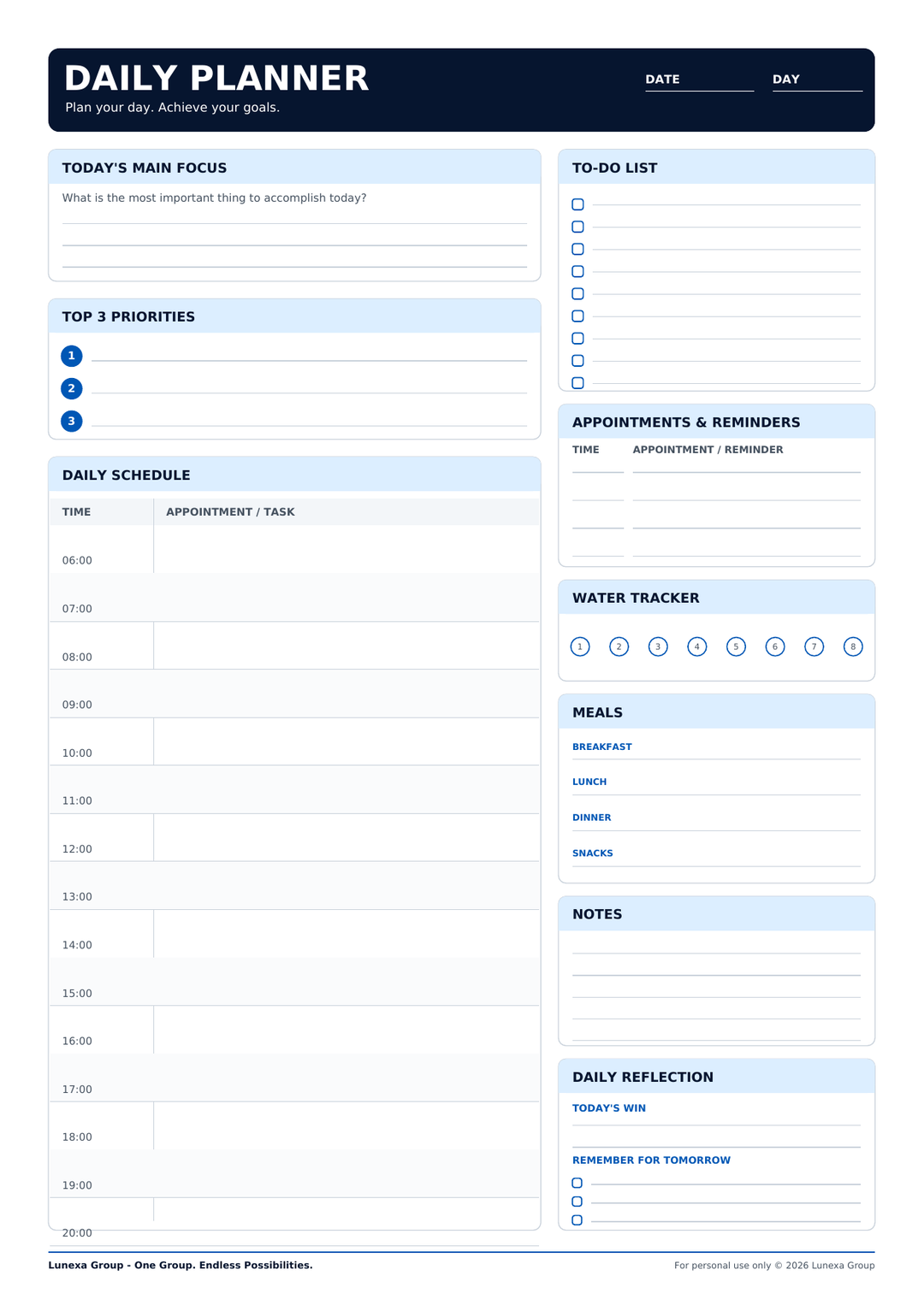 Printable Daily Planner