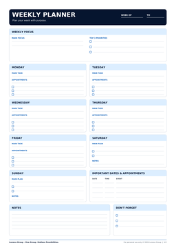 Weekly Planner & Goals Printable