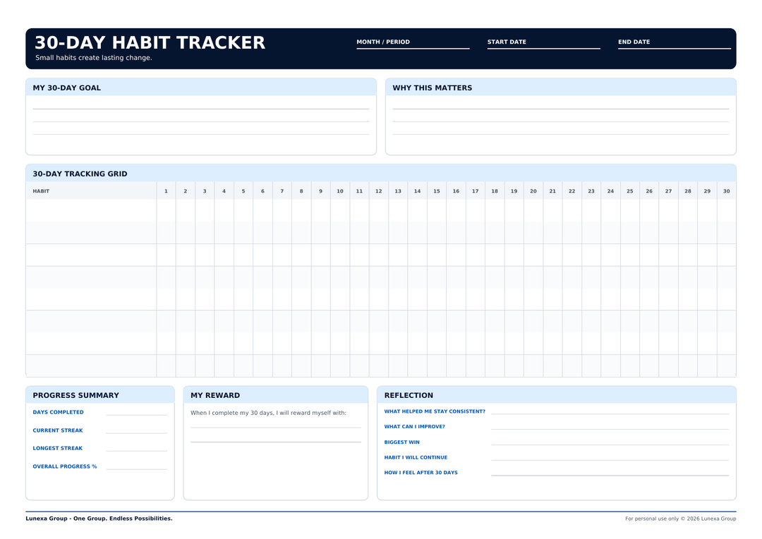 30-Day Habit Tracker