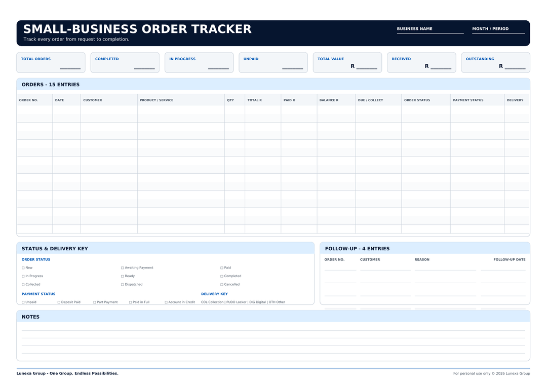 Small-Business Order Tracker