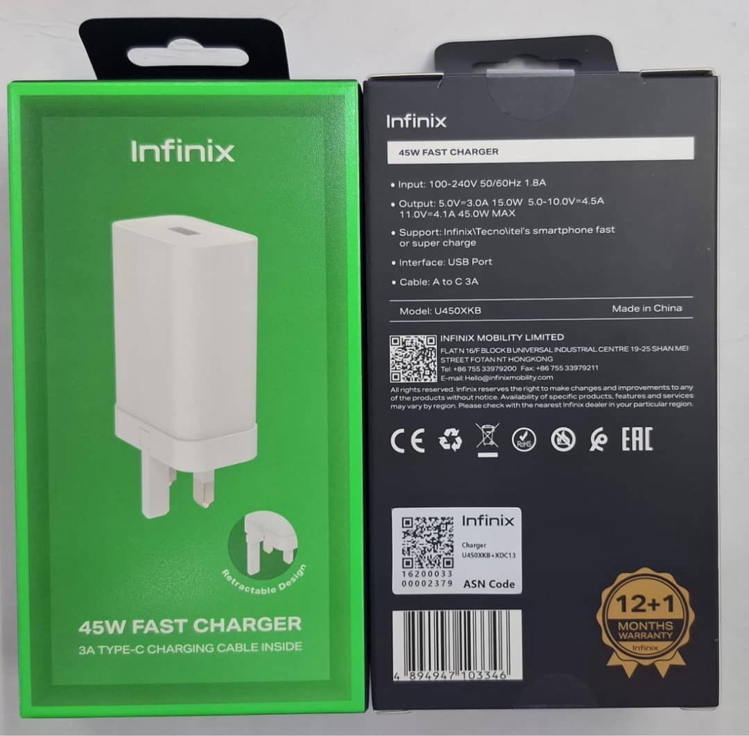 45W Infinix Fast Charger type C
