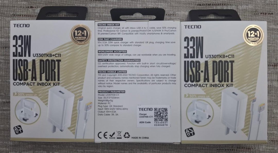 TECNO 33W Type C Charger
