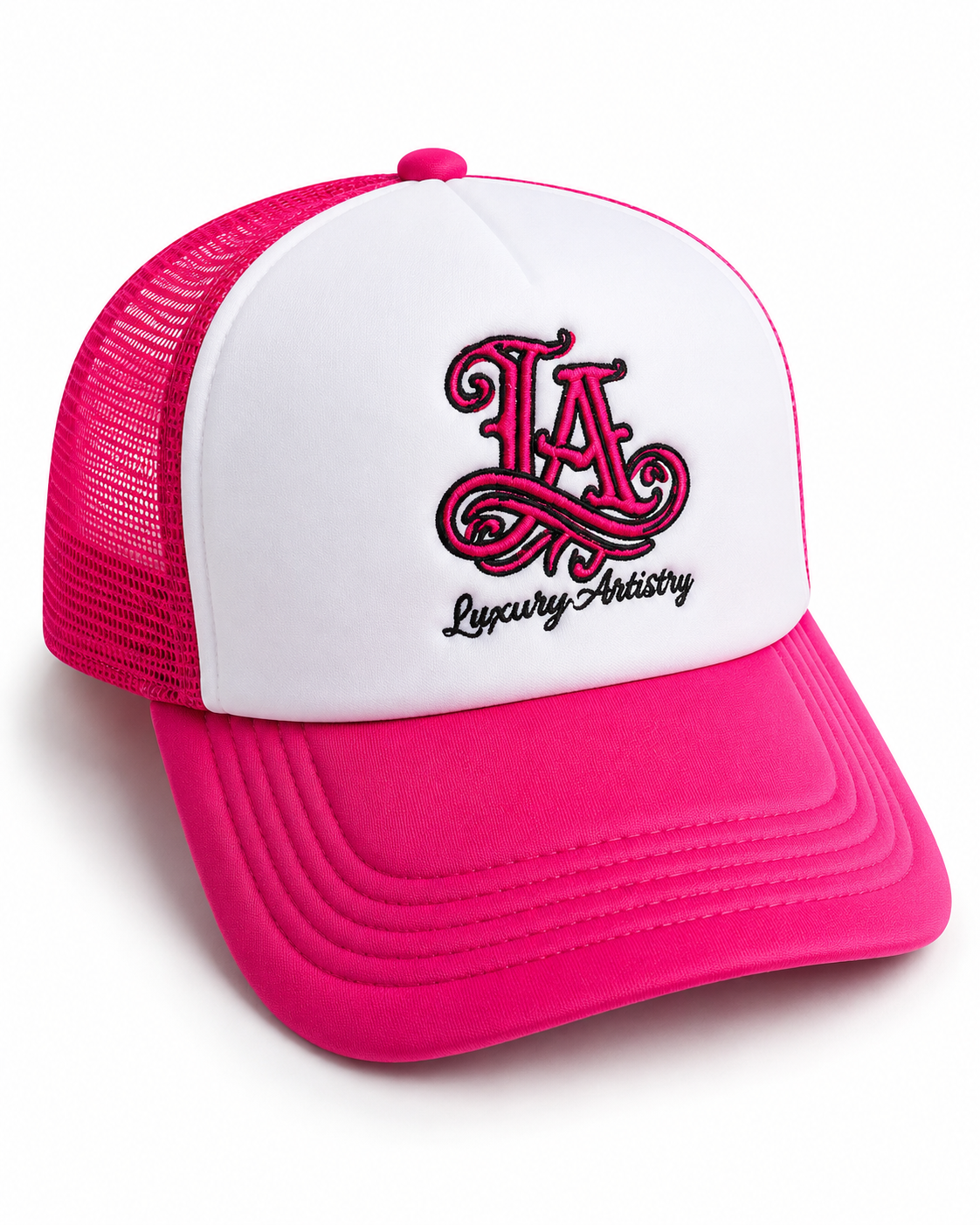 "Luxury Artistry" Plain - Pink Trucker Hat_0