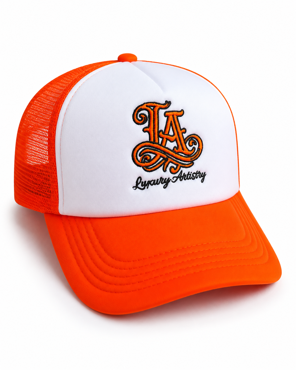 “Luxury Artistry” Plain - Orange Trucker Hat_0