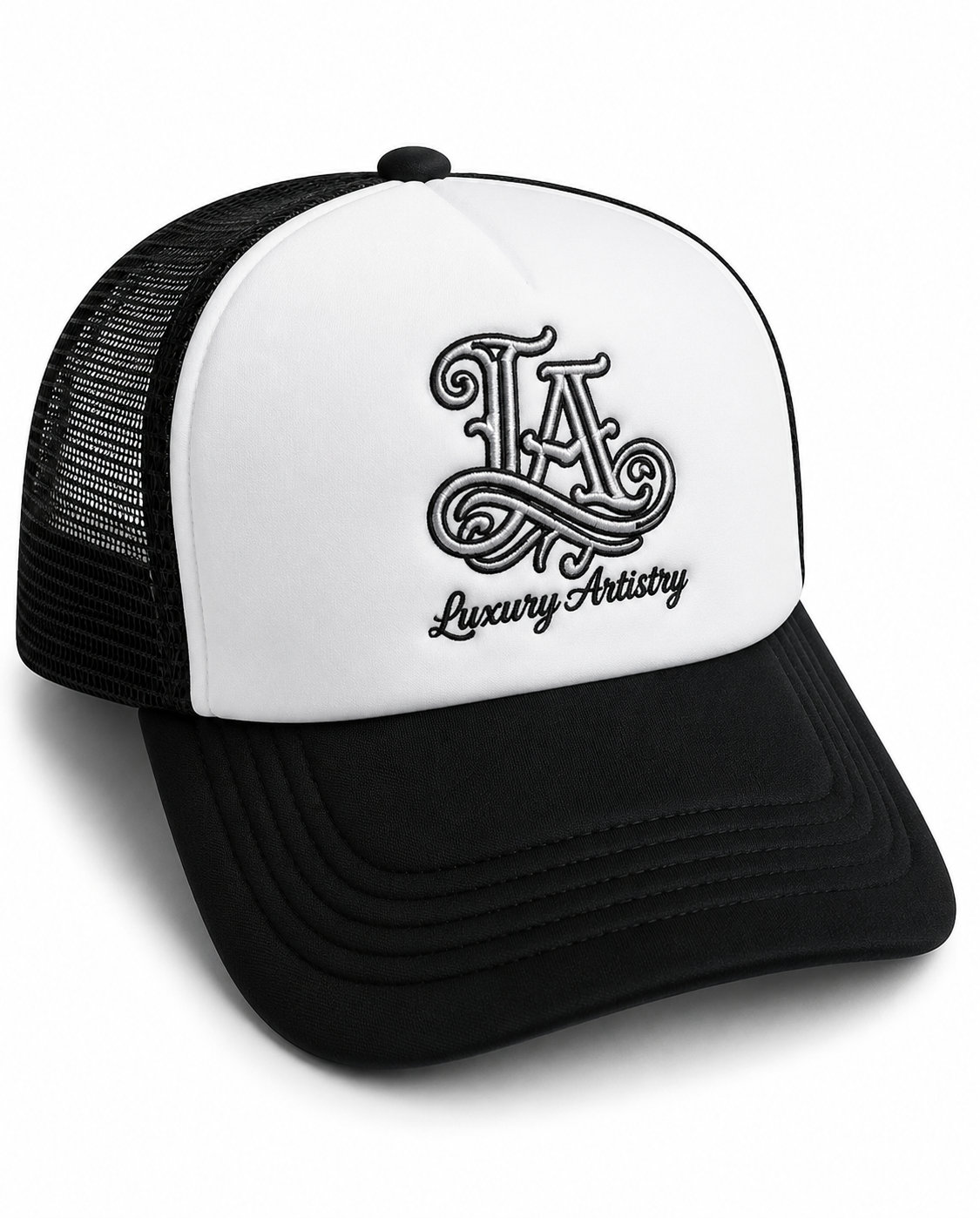 “Luxury Artistry” Plain - Black Trucker Hat_0