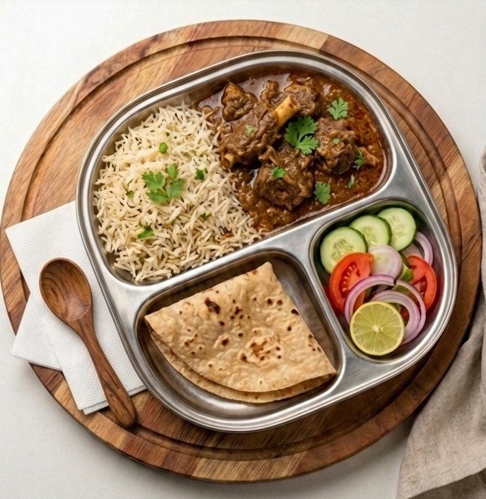  स्वादिष्ट मटन थाली ( 4 पीस)