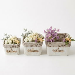 Set 3 cosuri patrate din lemn fara toarte