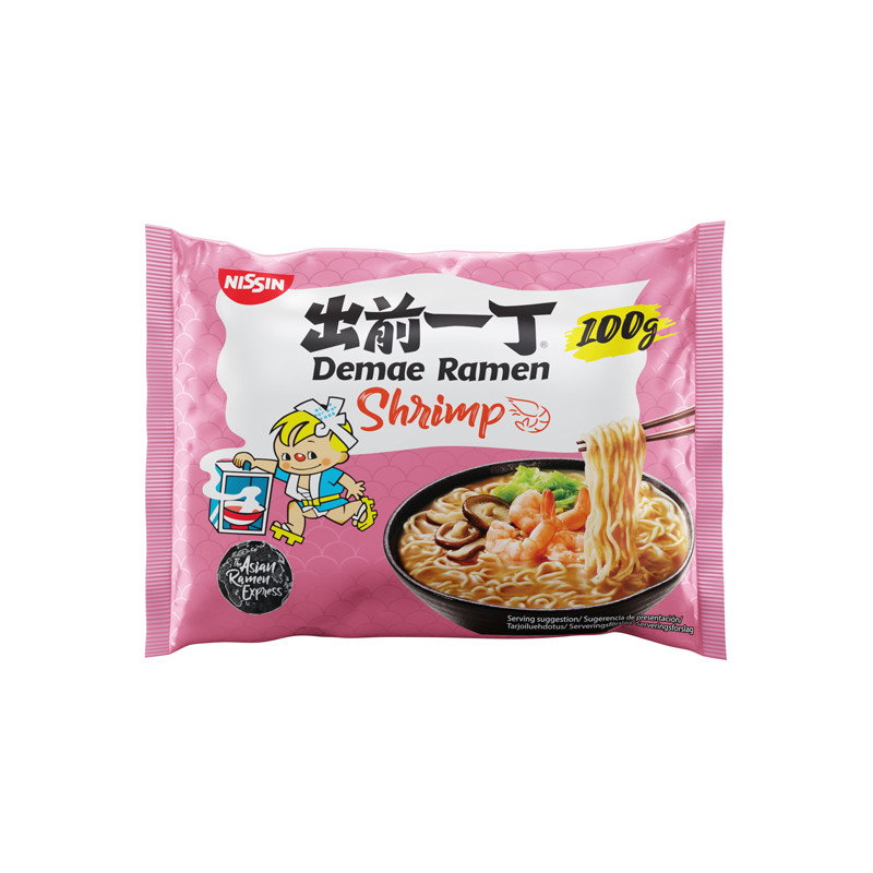 Fideos Ramen Demae Shrimp, caldo sabor a Gambas 100 g