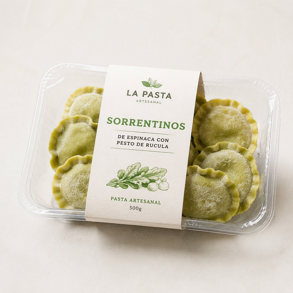 Sorrentinos de espinaca con pesto de rucula
