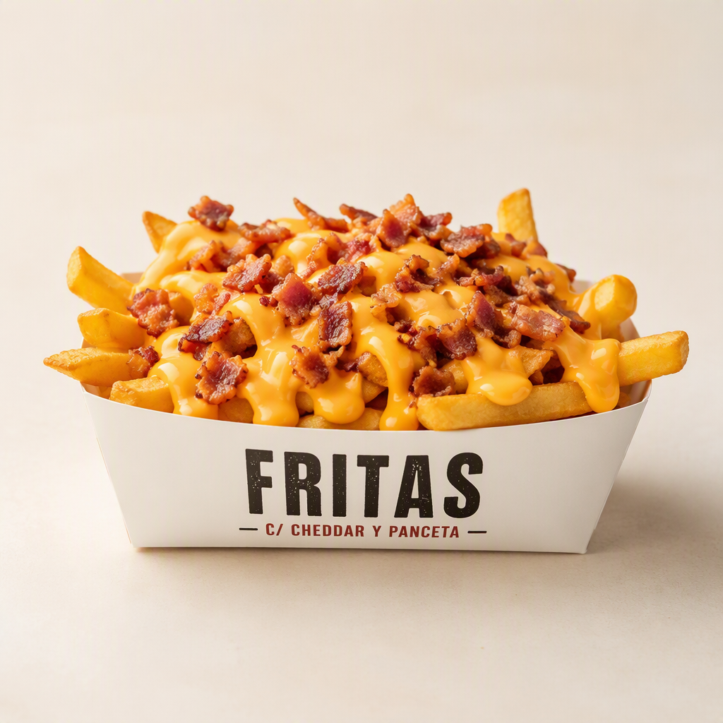 Fritas c/cheddar y panceta