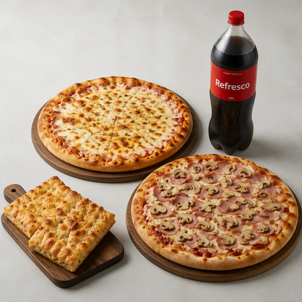 Promo 7 - Familiar c/muzza + familiar c/1 gusto + 2 faina + refresco 1.6L_0
