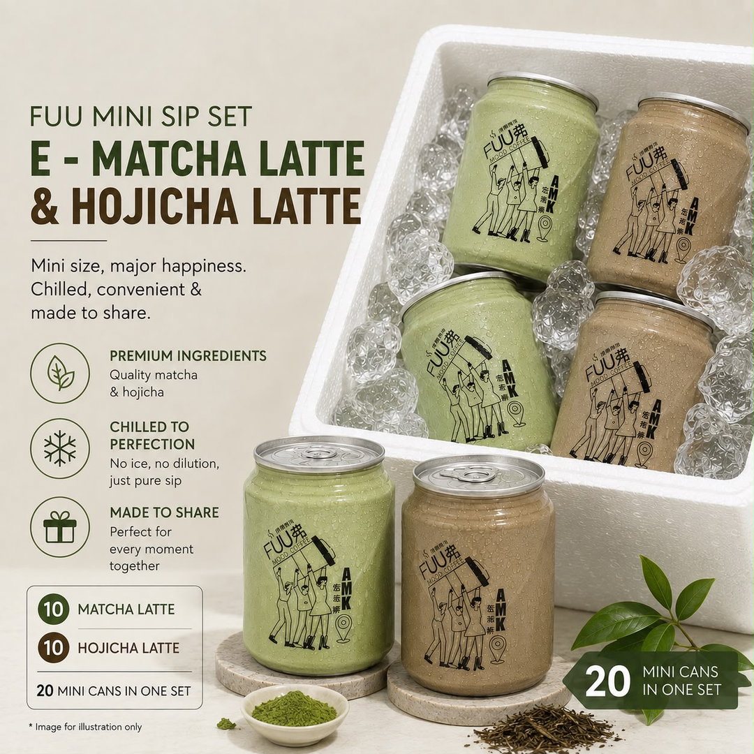 FUU Mini Sip Set E - Matcha Latte (10) & Hojicha Latte (10)
