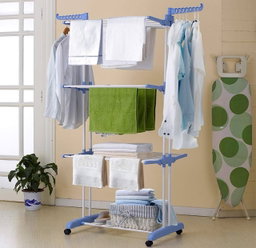 Séchoir à Linge Tour Pliable sur Roulettes (3 Niveaux)