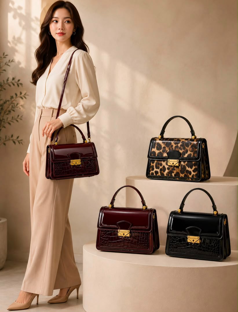 Patent Croc Flap Top Handle Bag_0