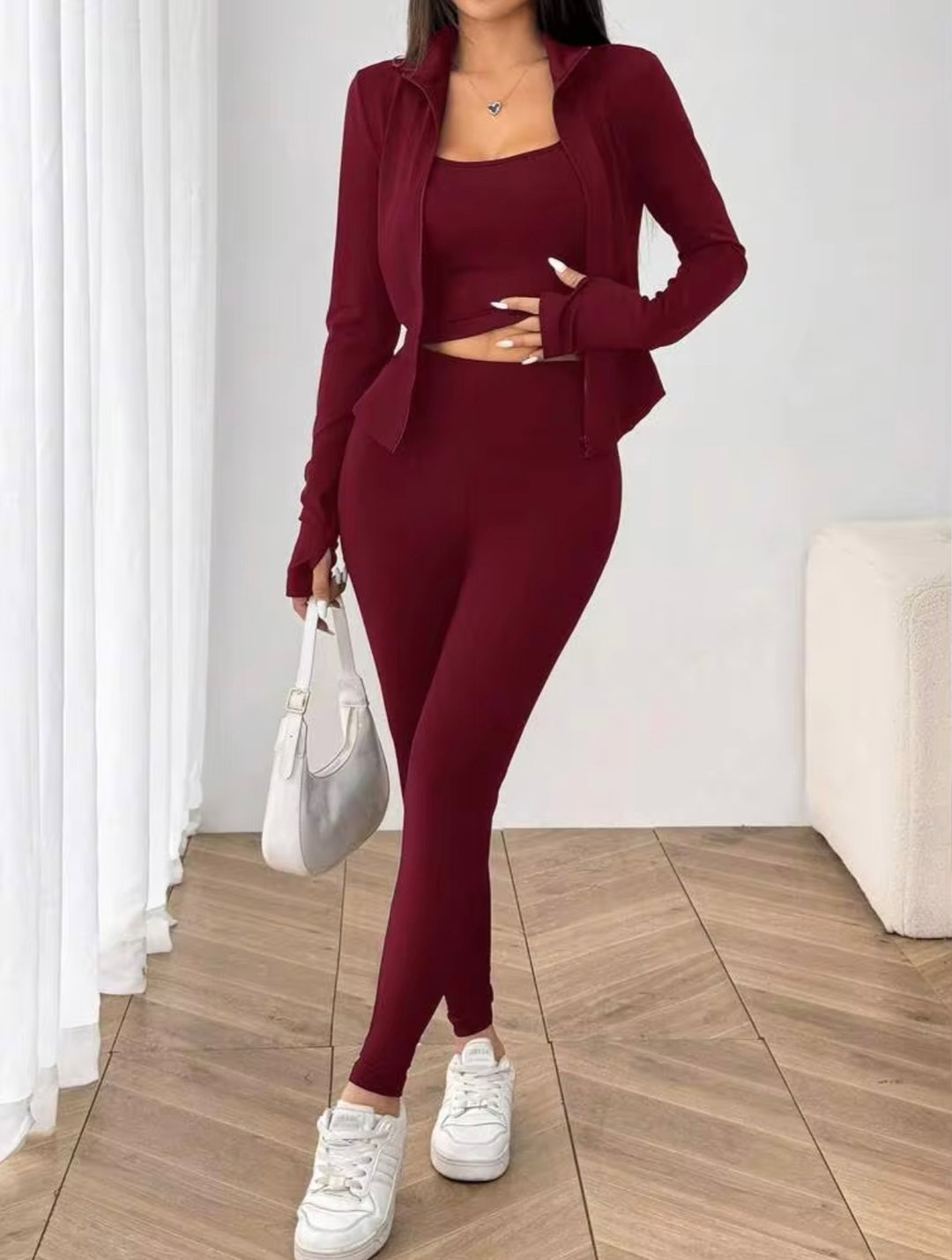 3 piece workout sets (Burgundy)