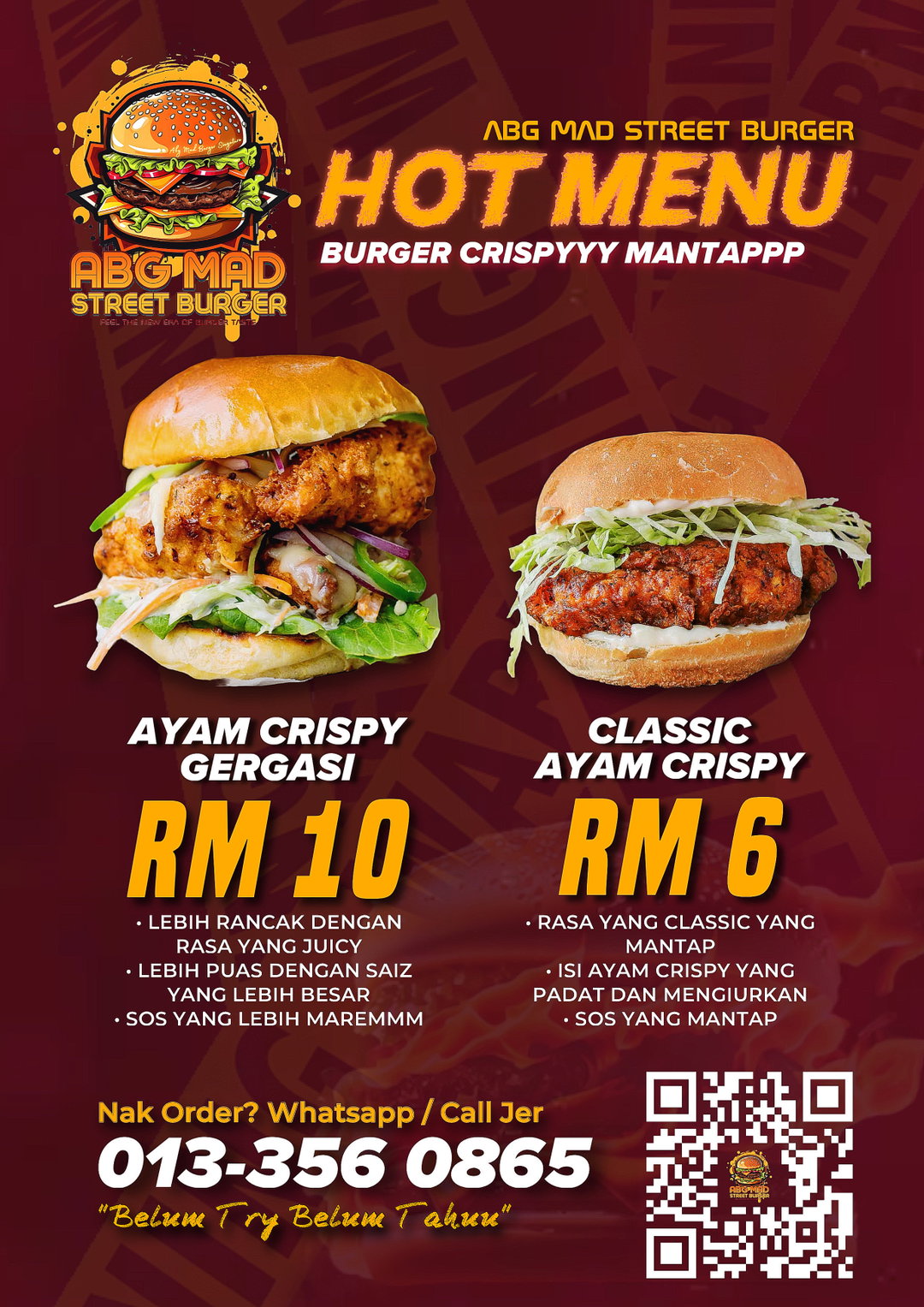 Burger ayam crispy biasa