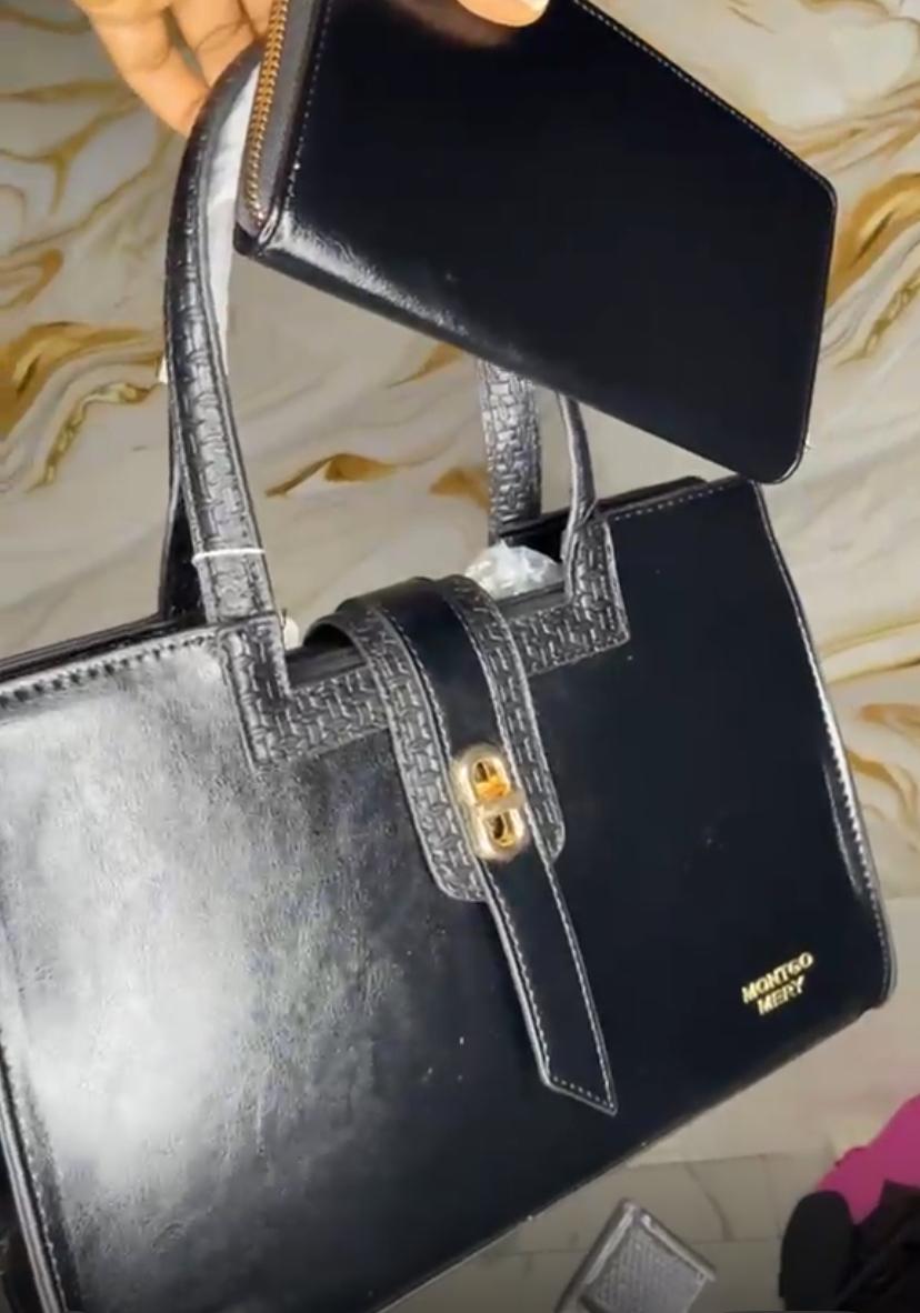 2-Piece Woven-Trim Handbag & Wallet Set