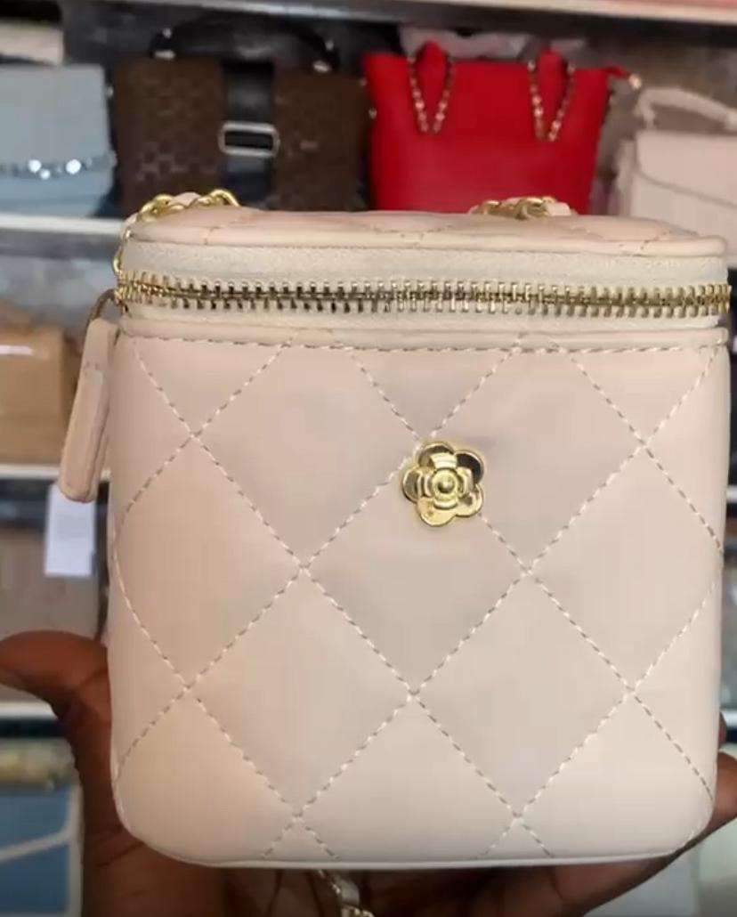 Quilted Mini Vanity Bag with Flower Clasp