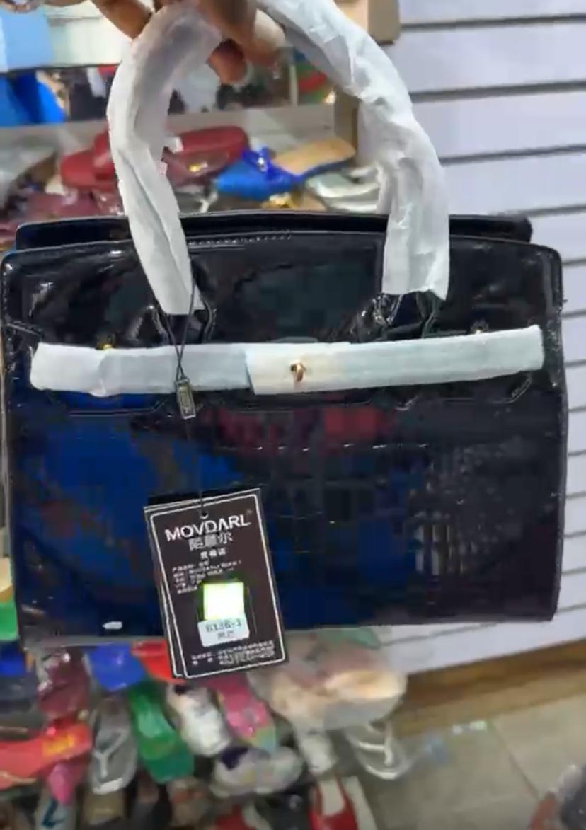 Patent Croc-Effect Structured Tote with Padlock