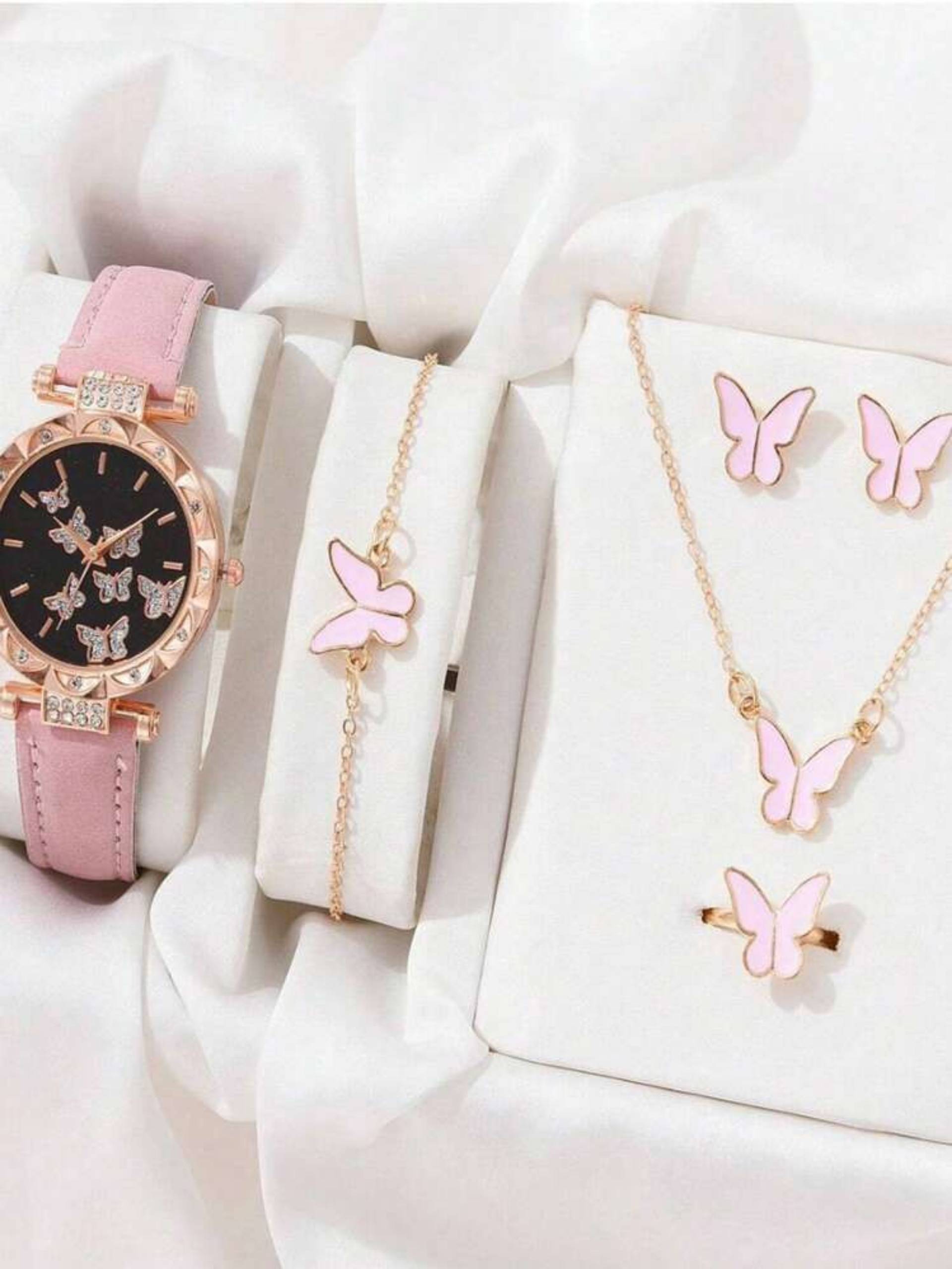 Watch & butterfly necklace set_0