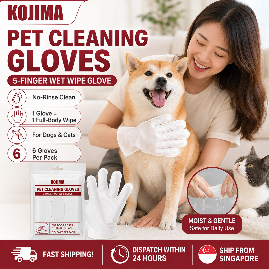 KOJIMA Pet Cleaning Glove Wet Wipes 6pcs