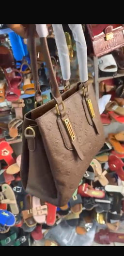 Brown Quilted Structured Handbag
