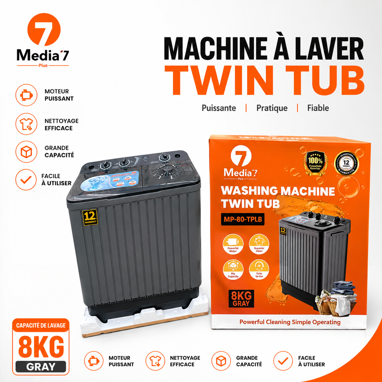 MP-80-TPLB Machine à laver 8KG GRAY_0