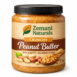 Zemani Naturals Crunchy Peanut Butter 2kg – Rich & Nutty Peanut Spread | No Added Sugar