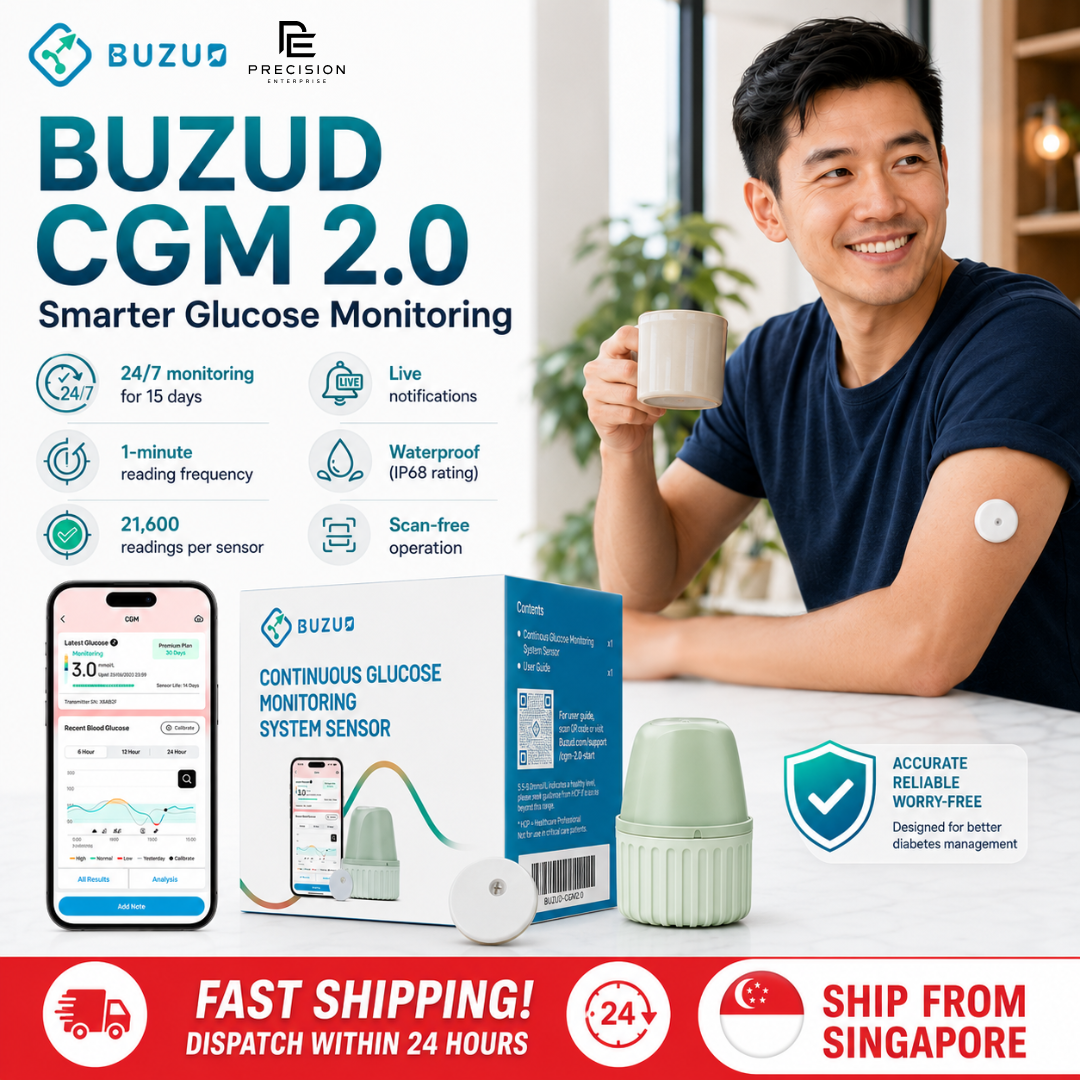 BUZUD CGM 2.0 Continuous Glucose Monitoring Sensor | 15-Day Wear | Real-Time App Tracking