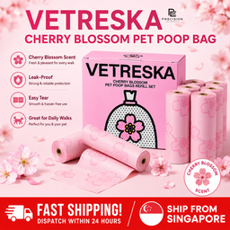 VETRESKA Cherry Blossom Pet Poop Bag & Dispenser | Scented | Eco-Friendly