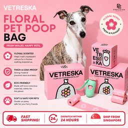 VETRESKA Floral Pet Poop Bag & Dispenser | Scented | Eco-Friendly