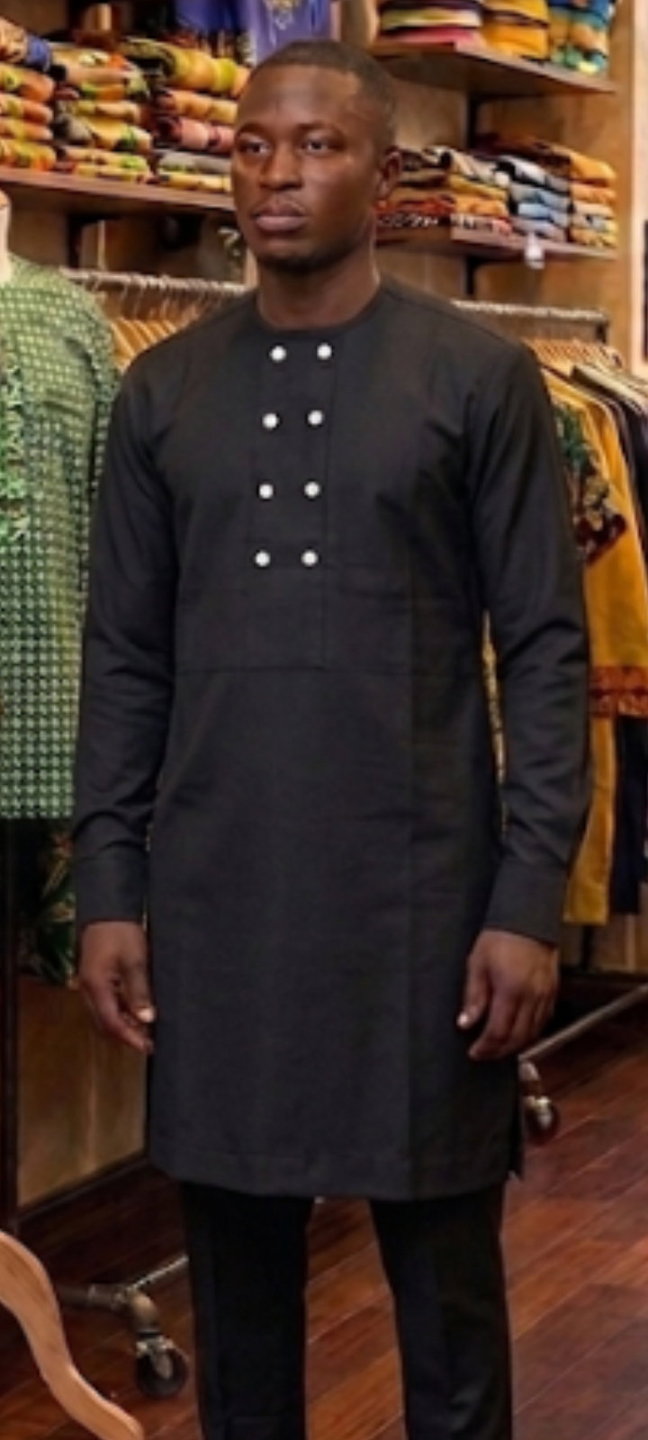 Tunique« Noir Ébène & Boutonnage Double » TAMK007