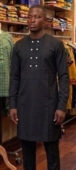 Tunique« Noir Ébène & Boutonnage Double » TAMK007