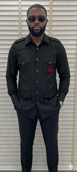 Veste_Saharienne « Saharien Noir Ébène & Monogramme Pourpre »TVS002