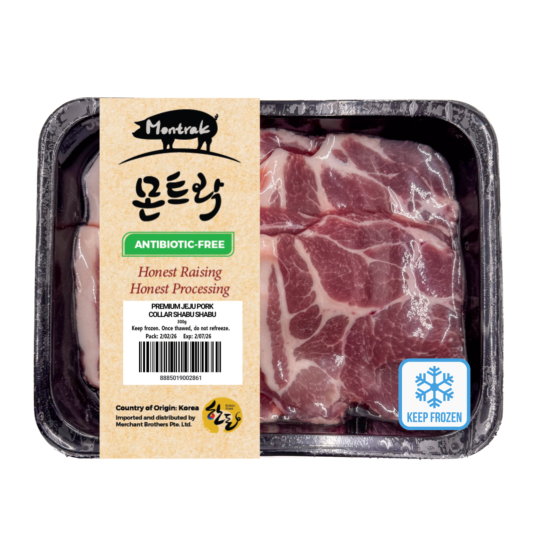 MONTRAK Premium Jeju Pork Collar Shabu Shabu Frozen - Antibiotic Free 300g