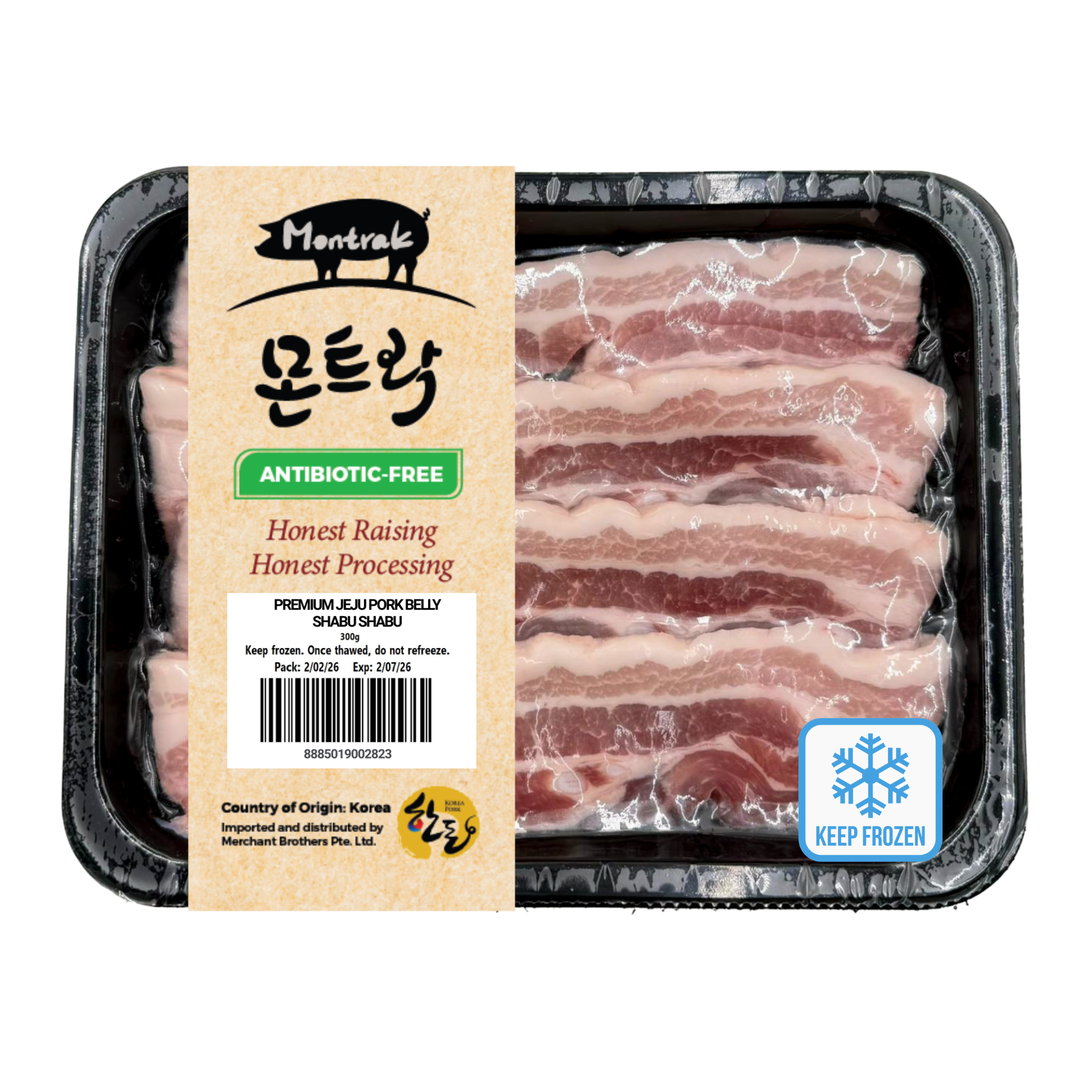 MONTRAK Premium Jeju Pork Belly Shabu Shabu Frozen - Antibiotic Free 300g