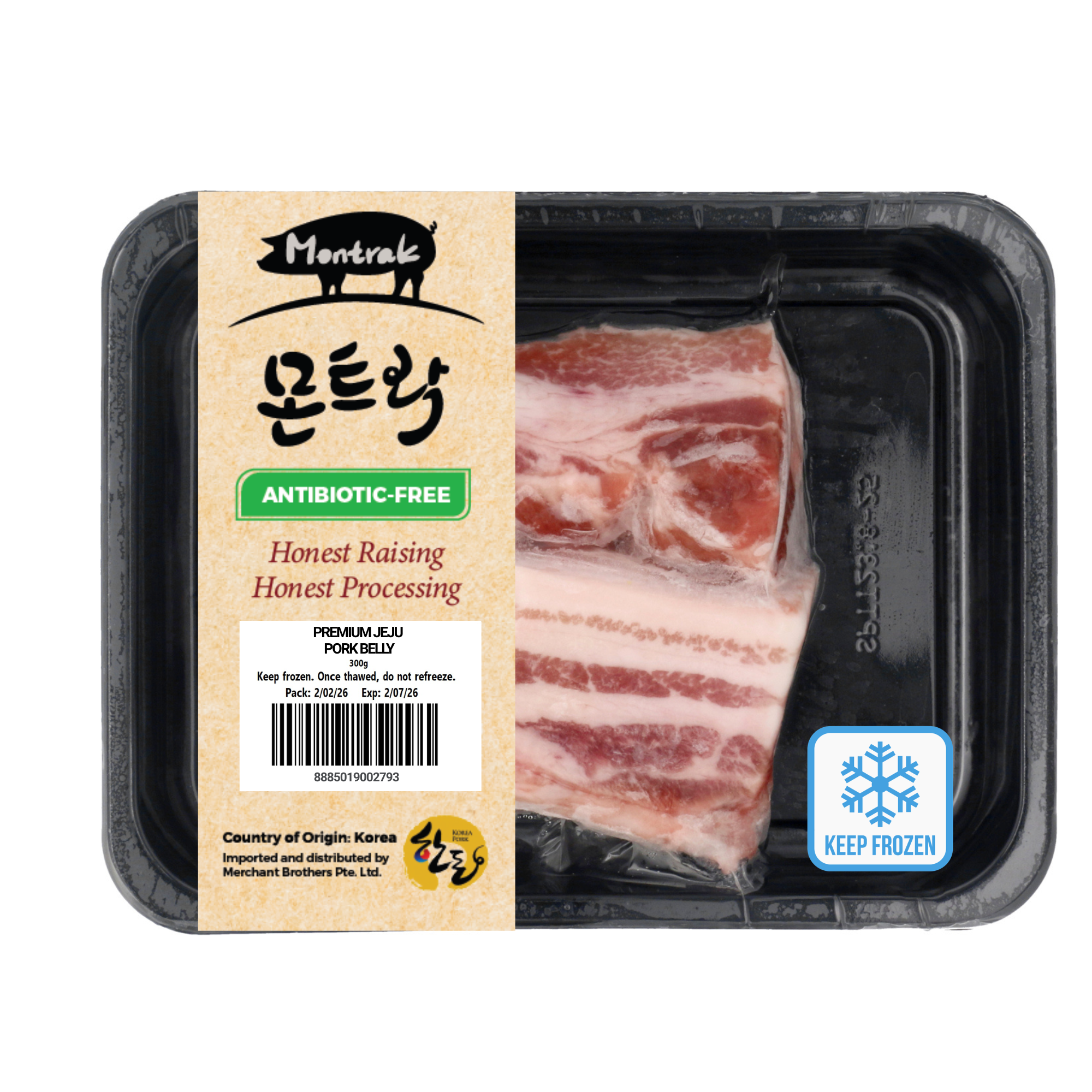MONTRAK Premium Jeju Pork Belly Frozen - Antibiotic Free 300g_0