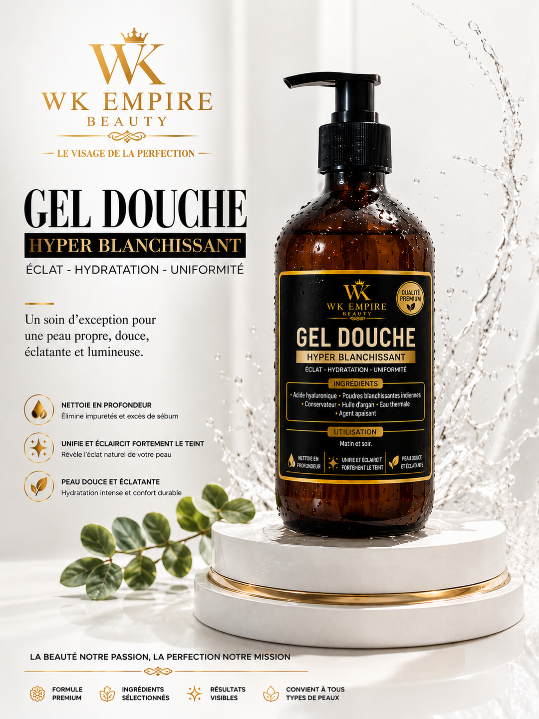 Gel douche blanchissant