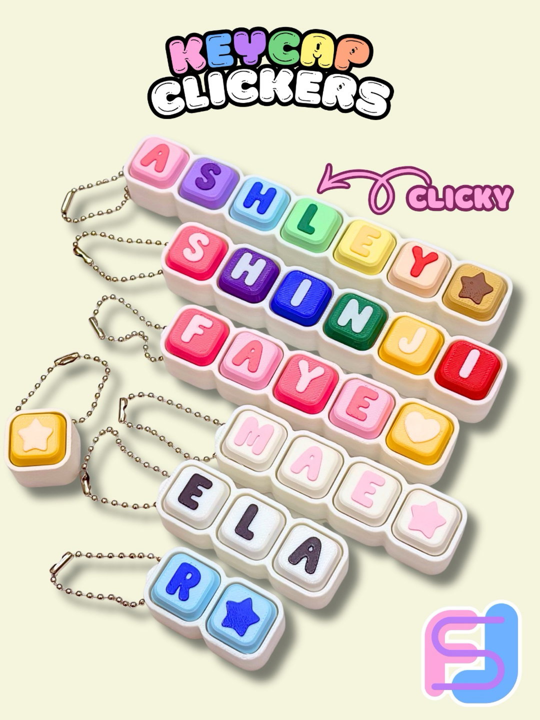 Custom name clicker keychain