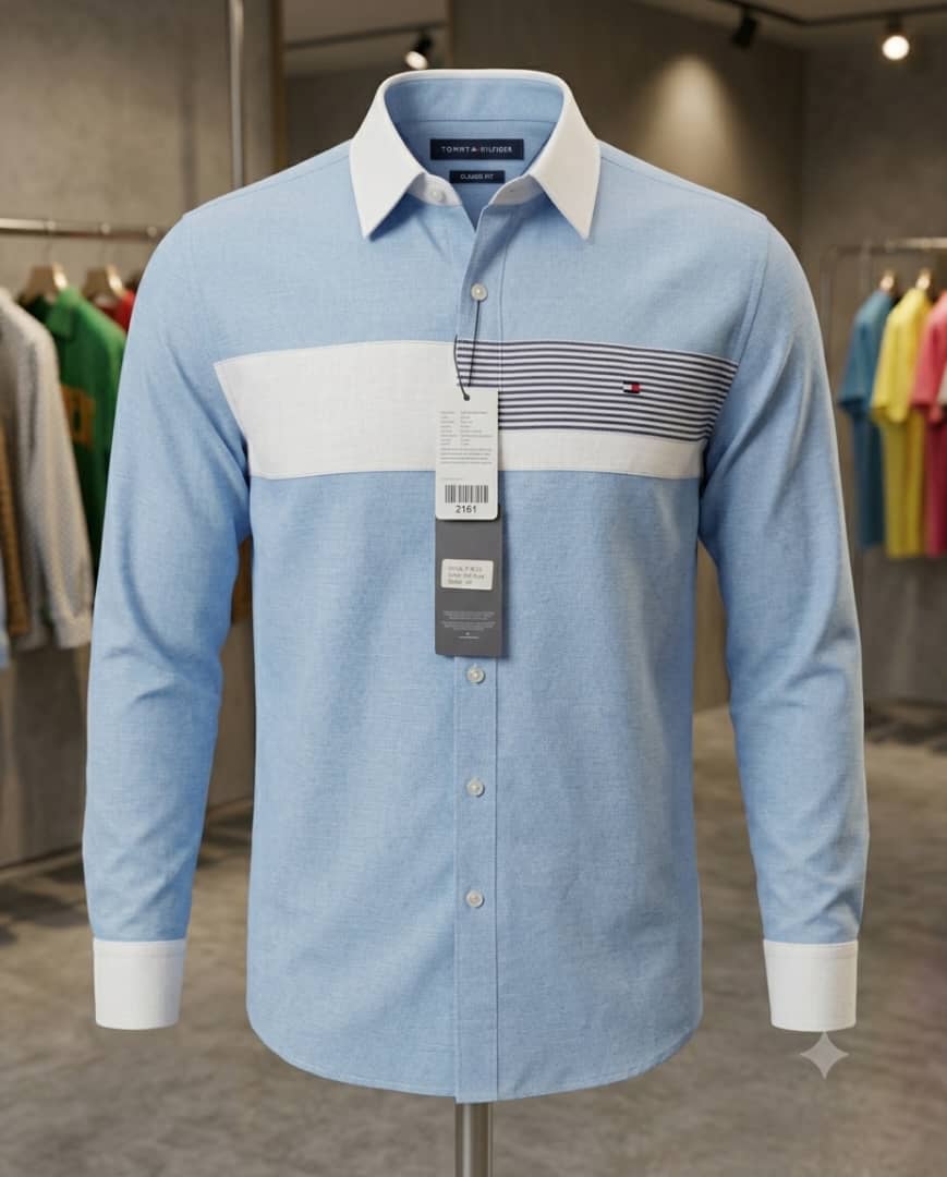 Chemise DE Luxe « Tommy Hilfiger – Style Color-Block & Rayures » CLTM002