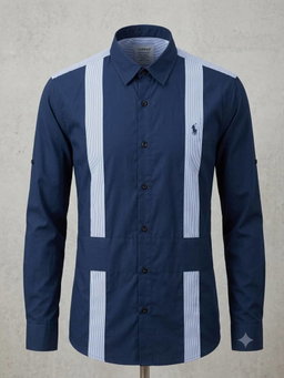 Chemise de luxe ralph lauren -Bleu Nuit & Bandes Rayées Architecturales  CLR005