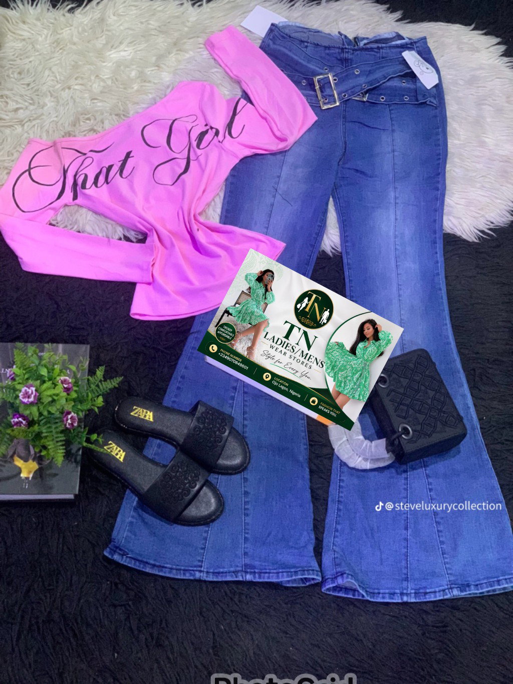 Complete set (top, jean, bag, and slippers)_2