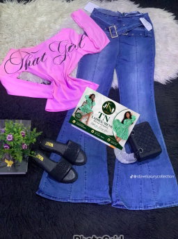 Complete set (top, jean, bag, and slippers)